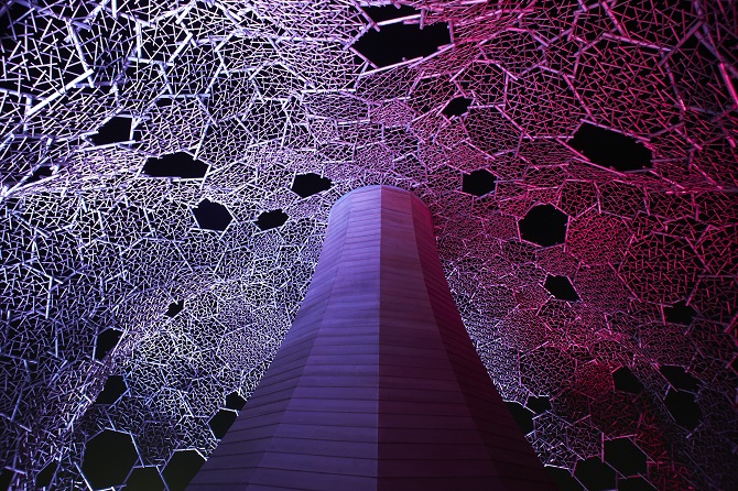六甲山光のアート「Lightscape in Rokko」　2014年　自然体感展望台 六甲枝垂れ