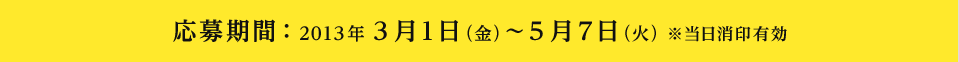 募集期間：2013年3月1日（金）～5月7日（火）※当日消印有効