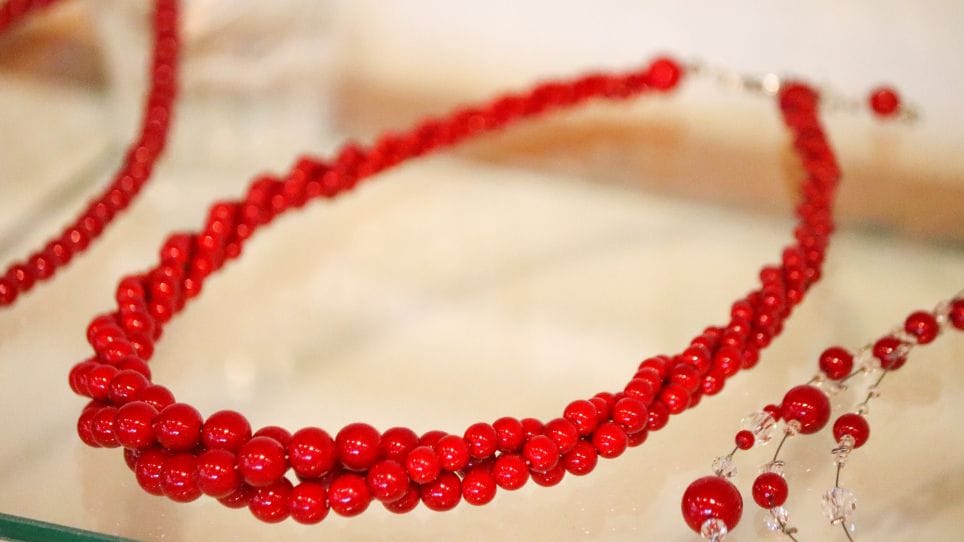 Red ball (acrylic) necklace